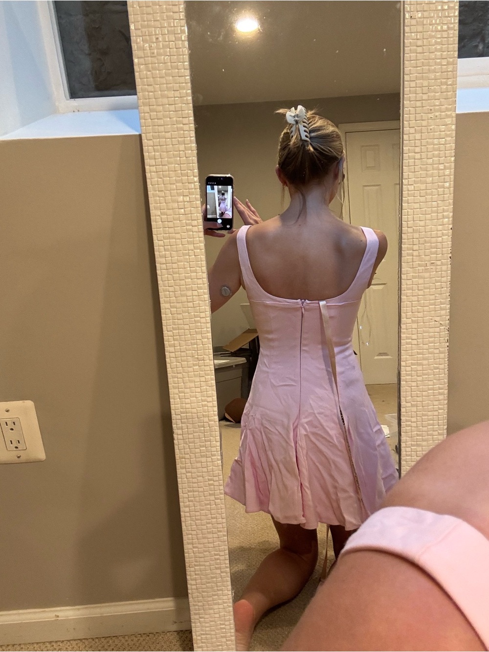 NWT House of CB Blush Pink Square-Neck Mini Dress - Picture 2 of 5